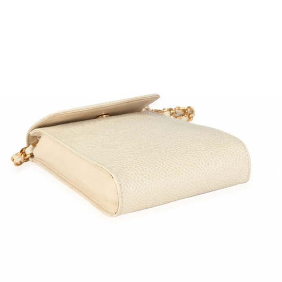 Chanel Vintage Cream Caviar Leather CC Stitch Crossbody Cellphone Holder - Picture 6 of 7